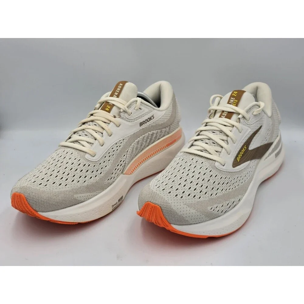 Men's Brooks Adrenaline GTS 24 Running Shoes Coconut/Portabella/Orange Size 11 D
